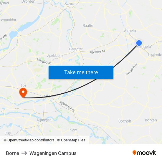 Borne to Wageningen Campus map