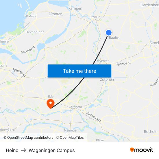 Heino to Wageningen Campus map