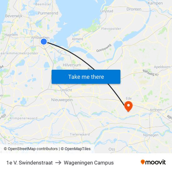 1e V. Swindenstraat to Wageningen Campus map