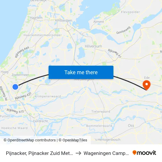 Pijnacker, Pijnacker Zuid Metro to Wageningen Campus map