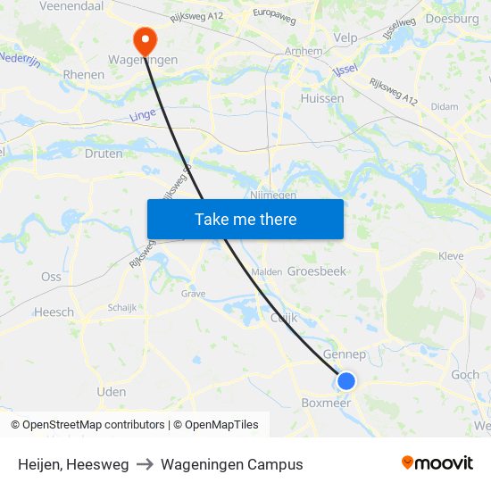 Heijen, Heesweg to Wageningen Campus map