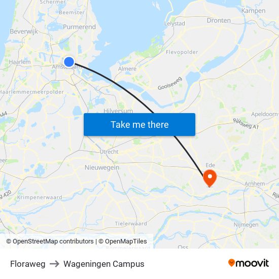 Floraweg to Wageningen Campus map