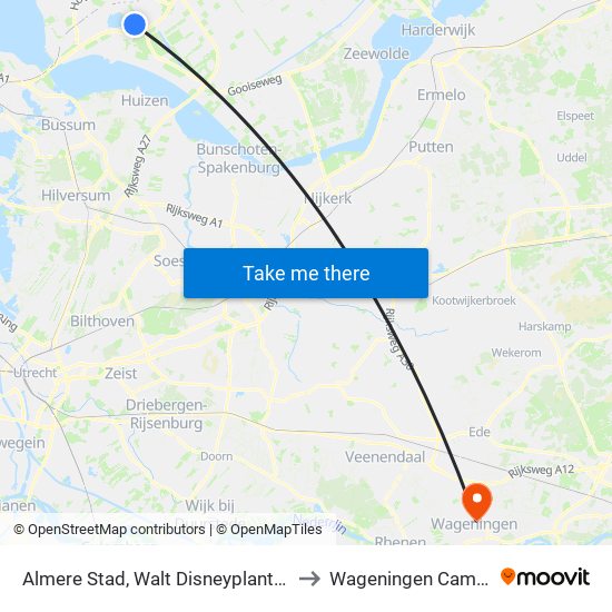 Almere Stad, Walt Disneyplantsoen to Wageningen Campus map