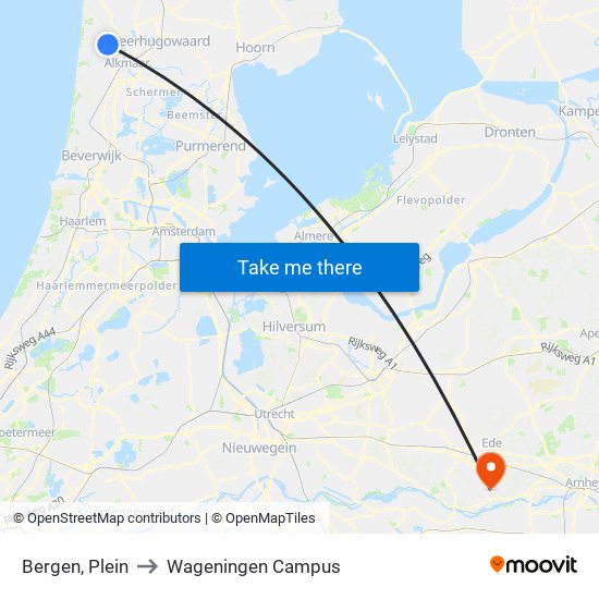 Bergen, Plein to Wageningen Campus map