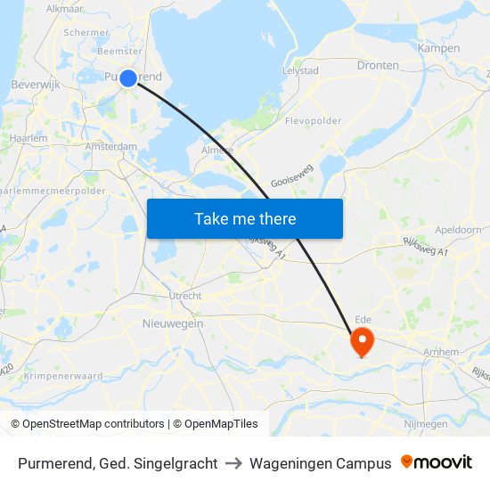 Purmerend, Ged. Singelgracht to Wageningen Campus map