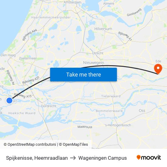 Spijkenisse, Heemraadlaan to Wageningen Campus map