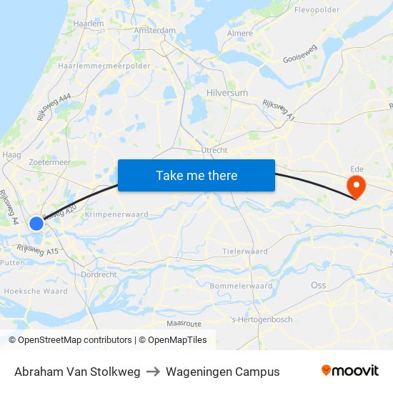 Abraham Van Stolkweg to Wageningen Campus map