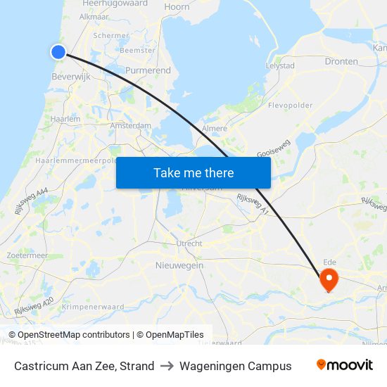 Castricum Aan Zee, Strand to Wageningen Campus map