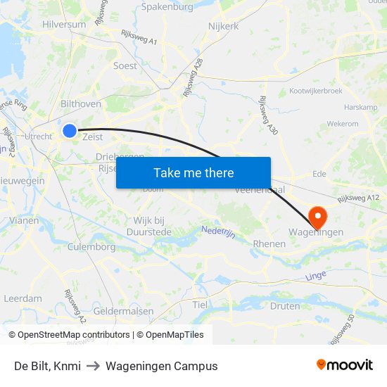 De Bilt, Knmi to Wageningen Campus map