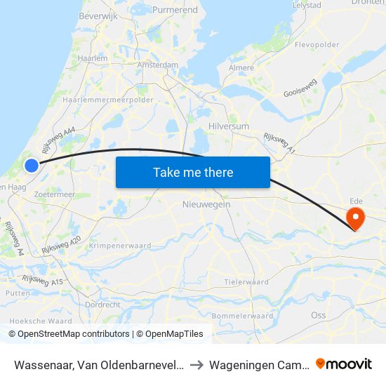 Wassenaar, Van Oldenbarneveltweg to Wageningen Campus map