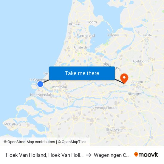 Hoek Van Holland, Hoek Van Holland Haven to Wageningen Campus map