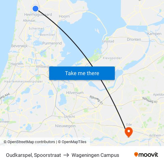 Oudkarspel, Spoorstraat to Wageningen Campus map