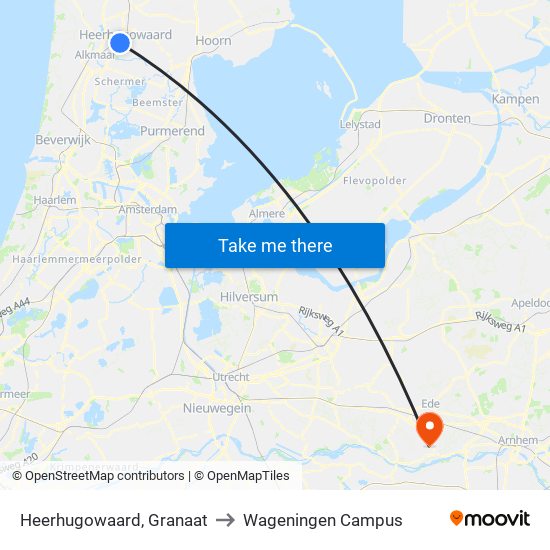 Heerhugowaard, Granaat to Wageningen Campus map