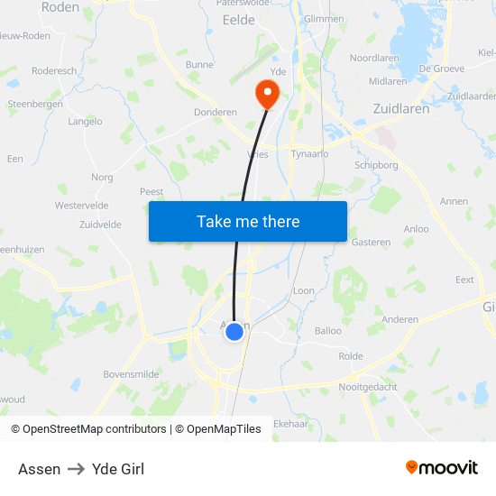 Assen to Yde Girl map