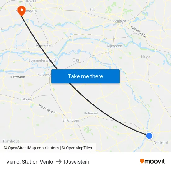 Venlo, Station Venlo to IJsselstein map