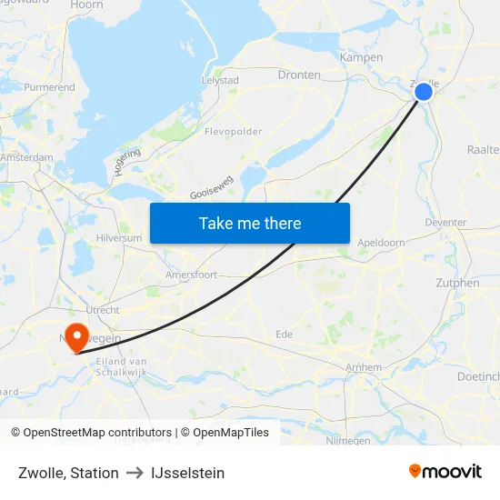 Zwolle, Station to IJsselstein map