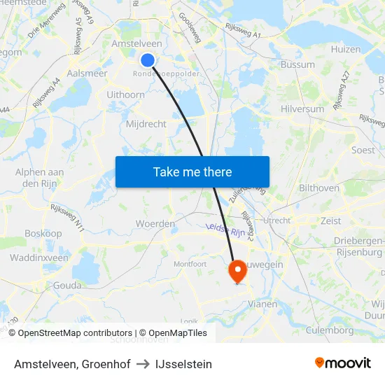 Amstelveen, Groenhof to IJsselstein map