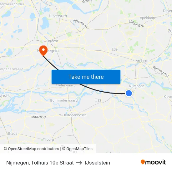 Nijmegen, Tolhuis 10e Straat to IJsselstein map