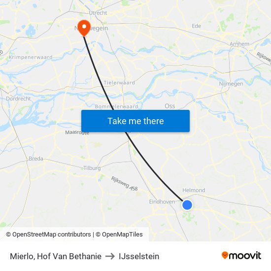 Mierlo, Hof Van Bethanie to IJsselstein map