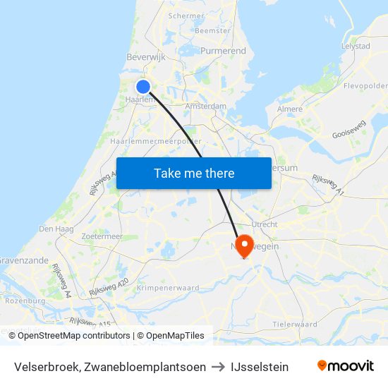 Velserbroek, Zwanebloemplantsoen to IJsselstein map