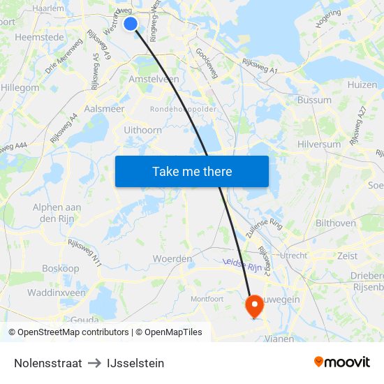 Nolensstraat to IJsselstein map