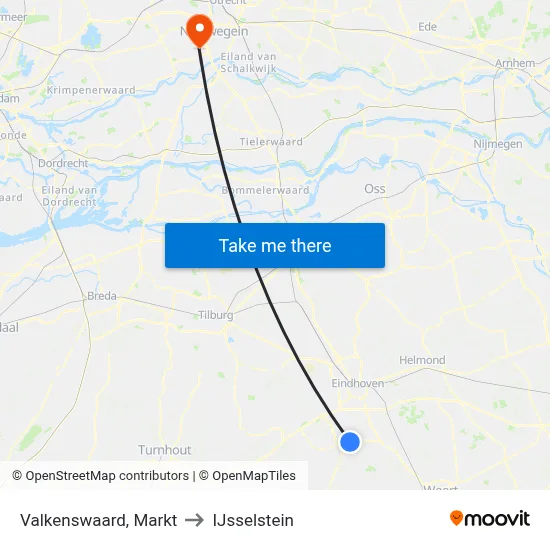 Valkenswaard, Markt to IJsselstein map