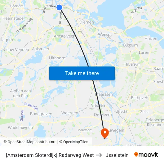 [Amsterdam Sloterdijk] Radarweg West to IJsselstein map