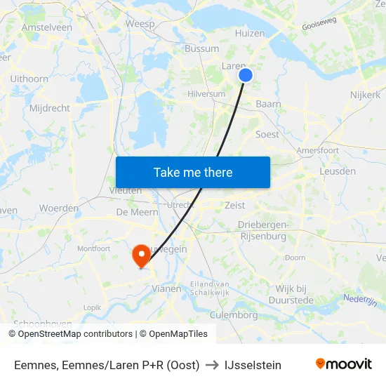 Eemnes, Eemnes/Laren P+R (Oost) to IJsselstein map