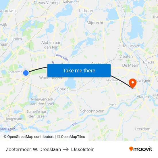 Zoetermeer, W. Dreeslaan to IJsselstein map