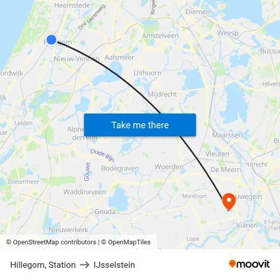 Hillegom, Station to IJsselstein map