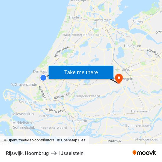 Rijswijk, Hoornbrug to IJsselstein map