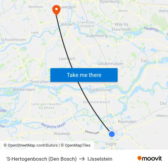 'S-Hertogenbosch (Den Bosch) to IJsselstein map