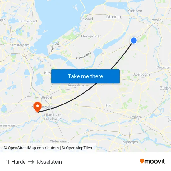 'T Harde to IJsselstein map