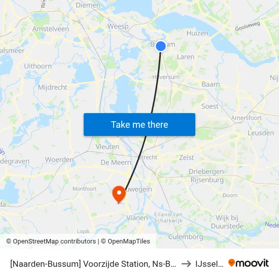 [Naarden-Bussum] Voorzijde Station, Ns-Bushalte Albrechtlaan to IJsselstein map