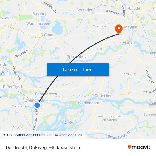 Dordrecht, Dokweg to IJsselstein map