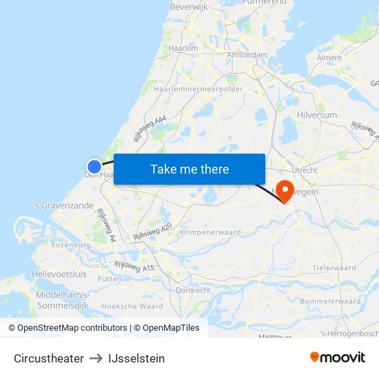 Circustheater to IJsselstein map