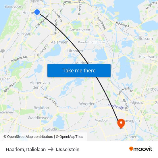 Haarlem, Italielaan to IJsselstein map