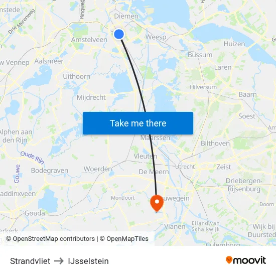 Strandvliet to IJsselstein map