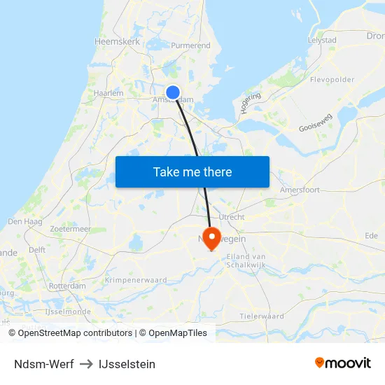 Ndsm-Werf to IJsselstein map