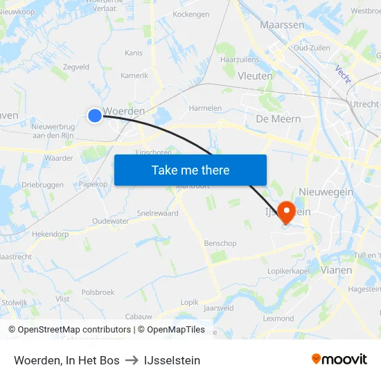 Woerden, In Het Bos to IJsselstein map