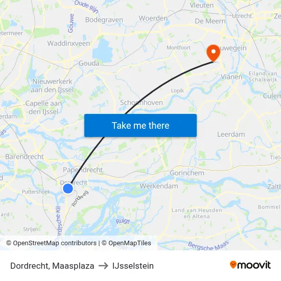 Dordrecht, Maasplaza to IJsselstein map
