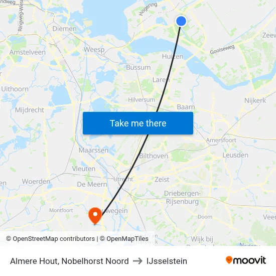 Almere Hout, Nobelhorst Noord to IJsselstein map