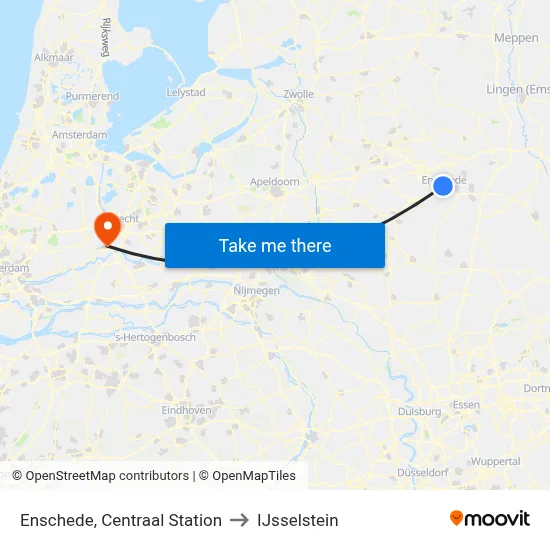 Enschede, Centraal Station to IJsselstein map
