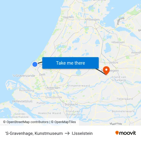 'S-Gravenhage, Kunstmuseum to IJsselstein map