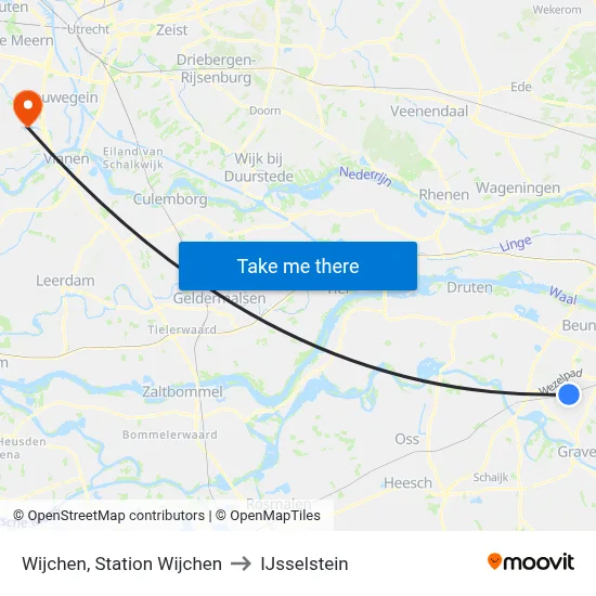 Wijchen, Station Wijchen to IJsselstein map