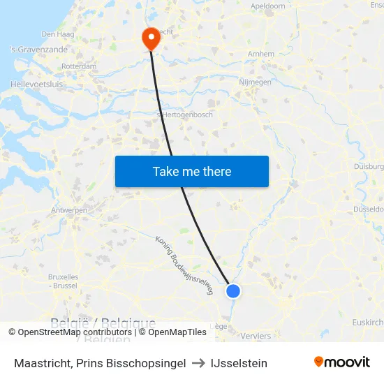 Maastricht, Prins Bisschopsingel to IJsselstein map