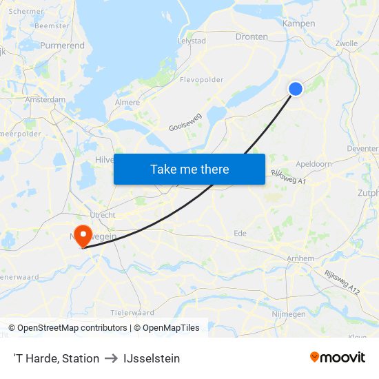 'T Harde, Station to IJsselstein map