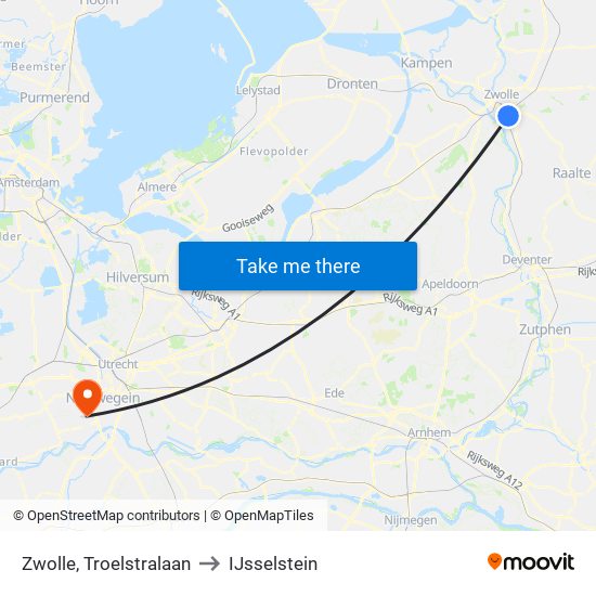 Zwolle, Troelstralaan to IJsselstein map