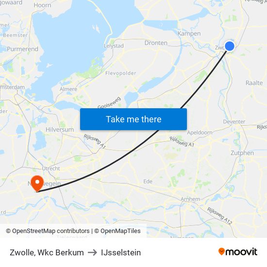 Zwolle, Wkc Berkum to IJsselstein map