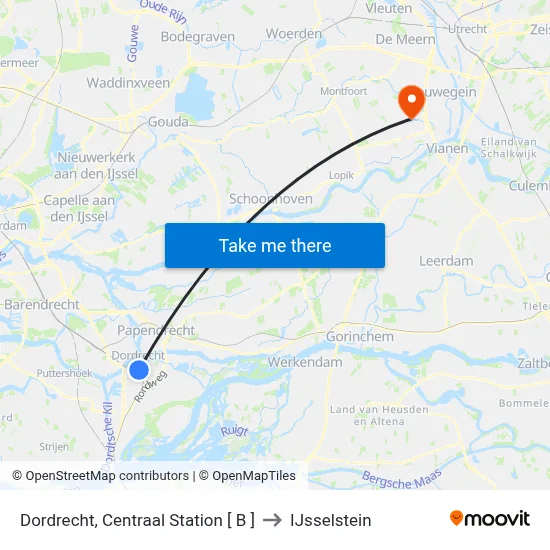 Dordrecht, Centraal Station [ B ] to IJsselstein map
